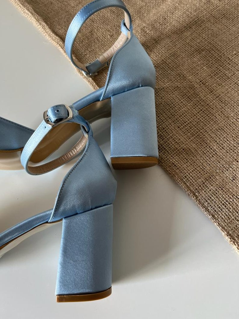 powder blue block heels