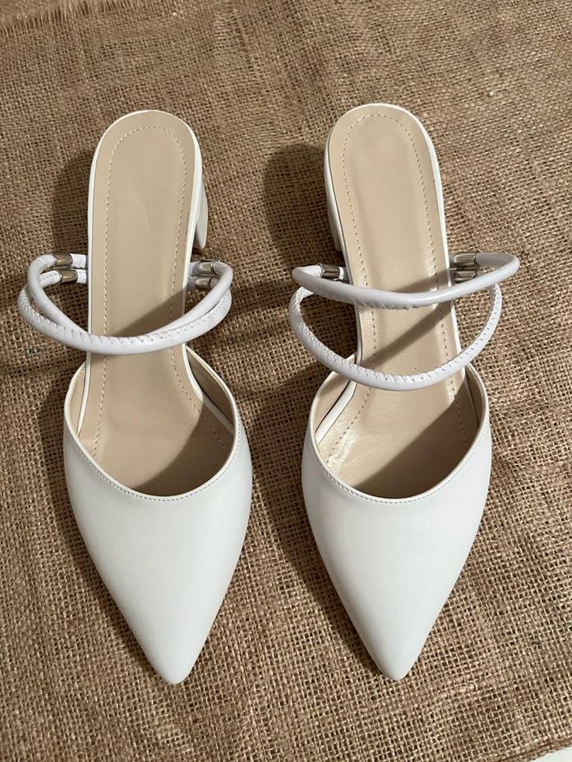 White Block Heels White Block Heels Sandals Bridal Heel Etsy