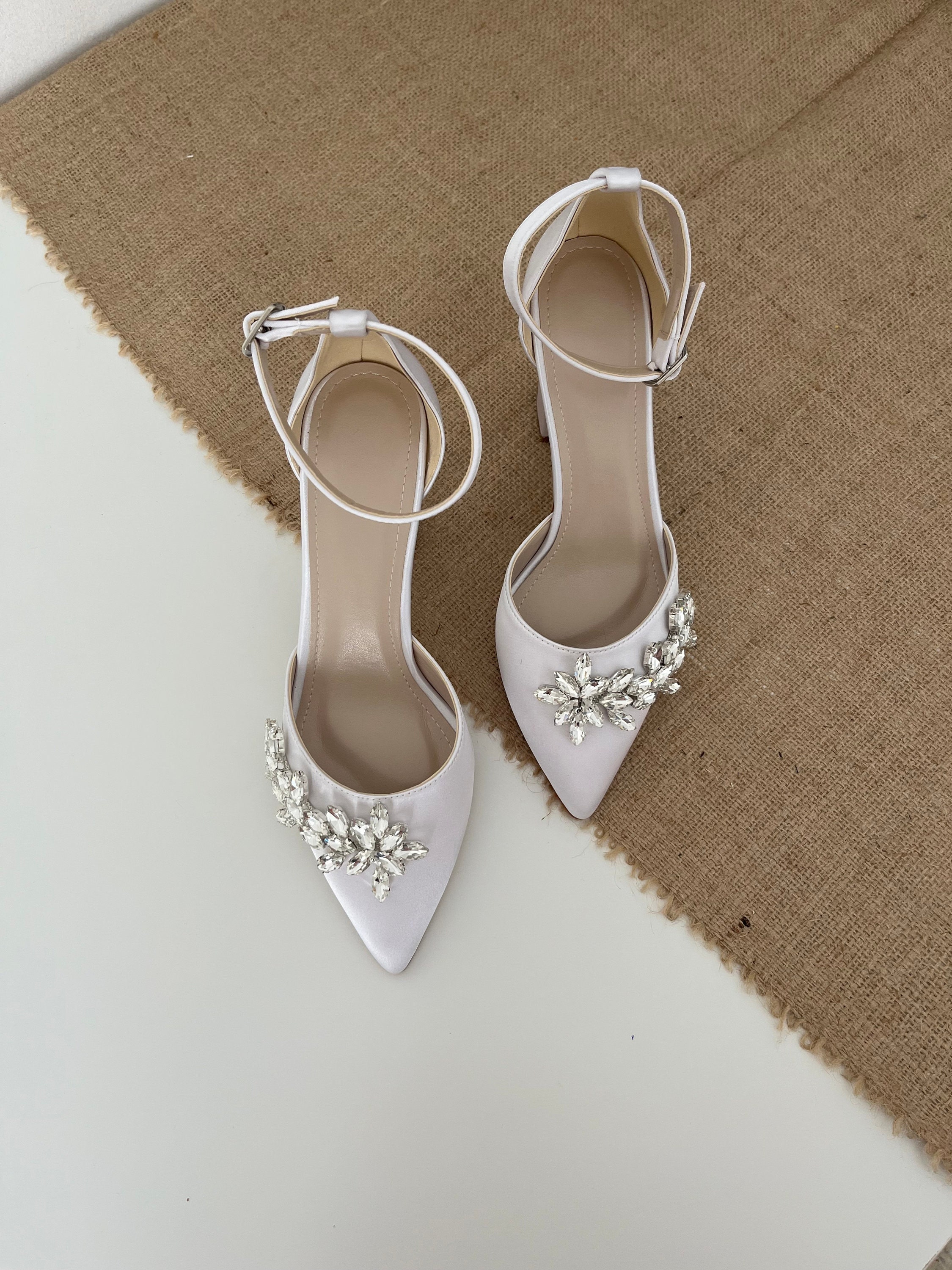 White Wedding Shoes, White Ankle Strap, White Block Heel, Custom Wedding Shoes, Bridal Heel, Bride Shoes, Wedding Shoes For Bride