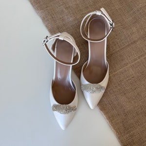 Ivory Block Heels, Ivory Ankle Strap, Ivory Wedding Shoes, Ivory Bride Heel, Wedding Shoes For Bride, Block Heel, Custom Wedding Shoes