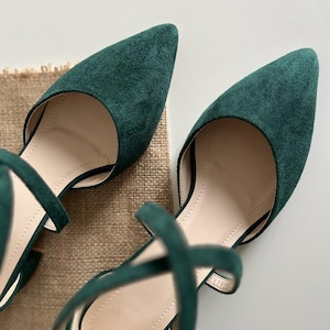 Emerald Green Block Heel, Green Wedding Shoes, Emerald Green Heel, Green Block Heel Sandals, Wedding Gift, Bride Shoes, Bridal Shoes image 3