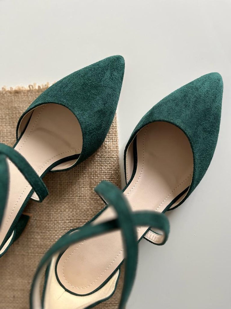 Emerald Green Block Heel, Green Wedding Shoes, Emerald Green Heel, Green Block Heel Sandals, Wedding Gift, Bride Shoes, Bridal Shoes image 3