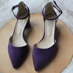 Purple Block Heels,  Purple Ankle Strap,  Purple Wedding Shoes, Low Heel, Purple Block Heels Sandals, Woman Shoes, Purple Heel, High Heel