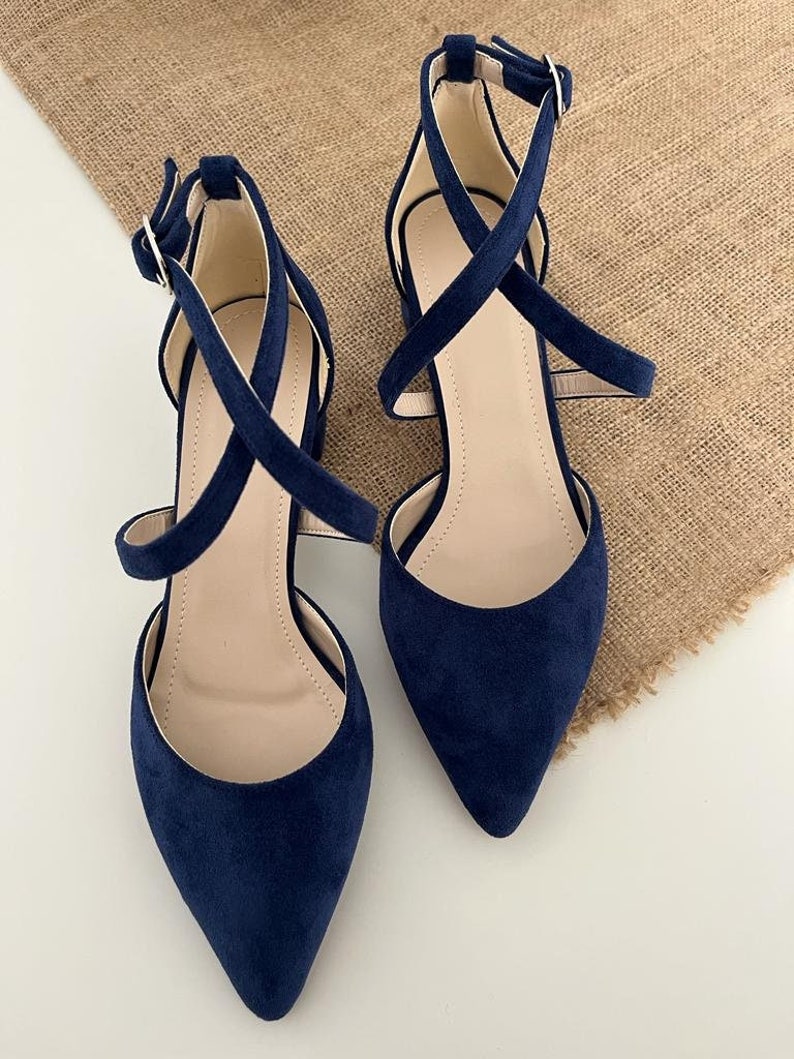 navy blue and silver heels