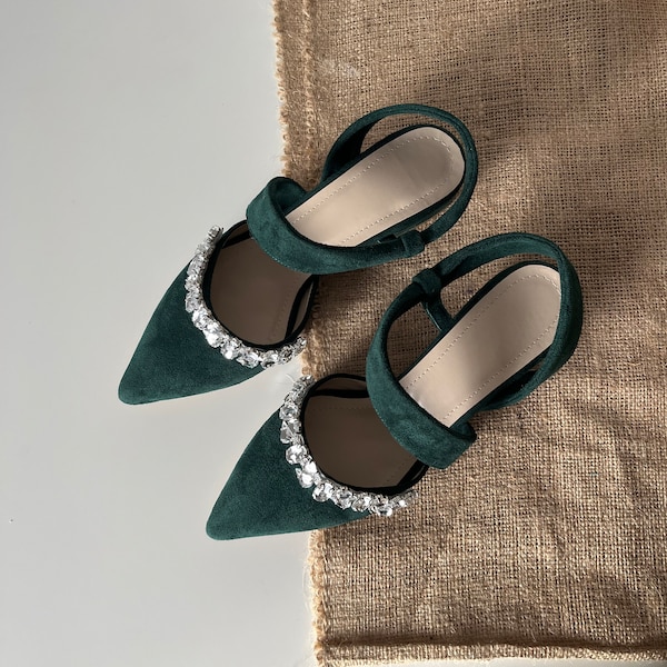 emerald green designer heels