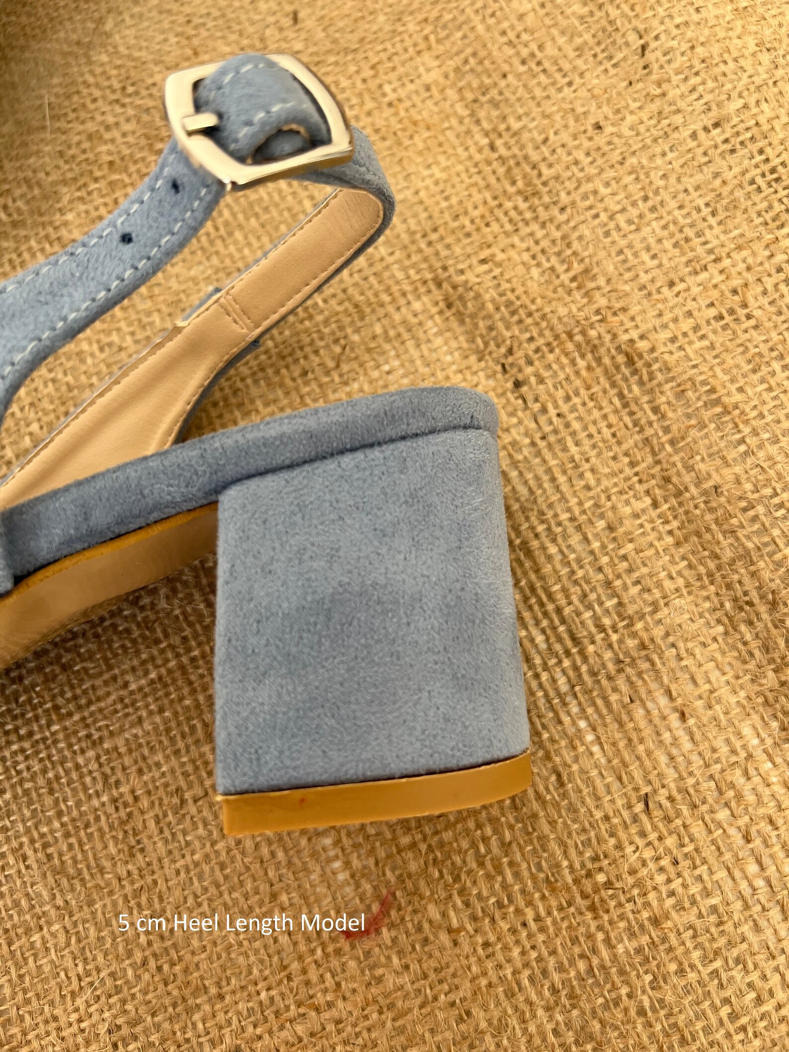 dusty blue block heels