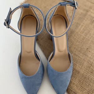 Ankle Strap Dusty Blue, Ankle Straps, Block Heels, Gift for Her, Dusty ...