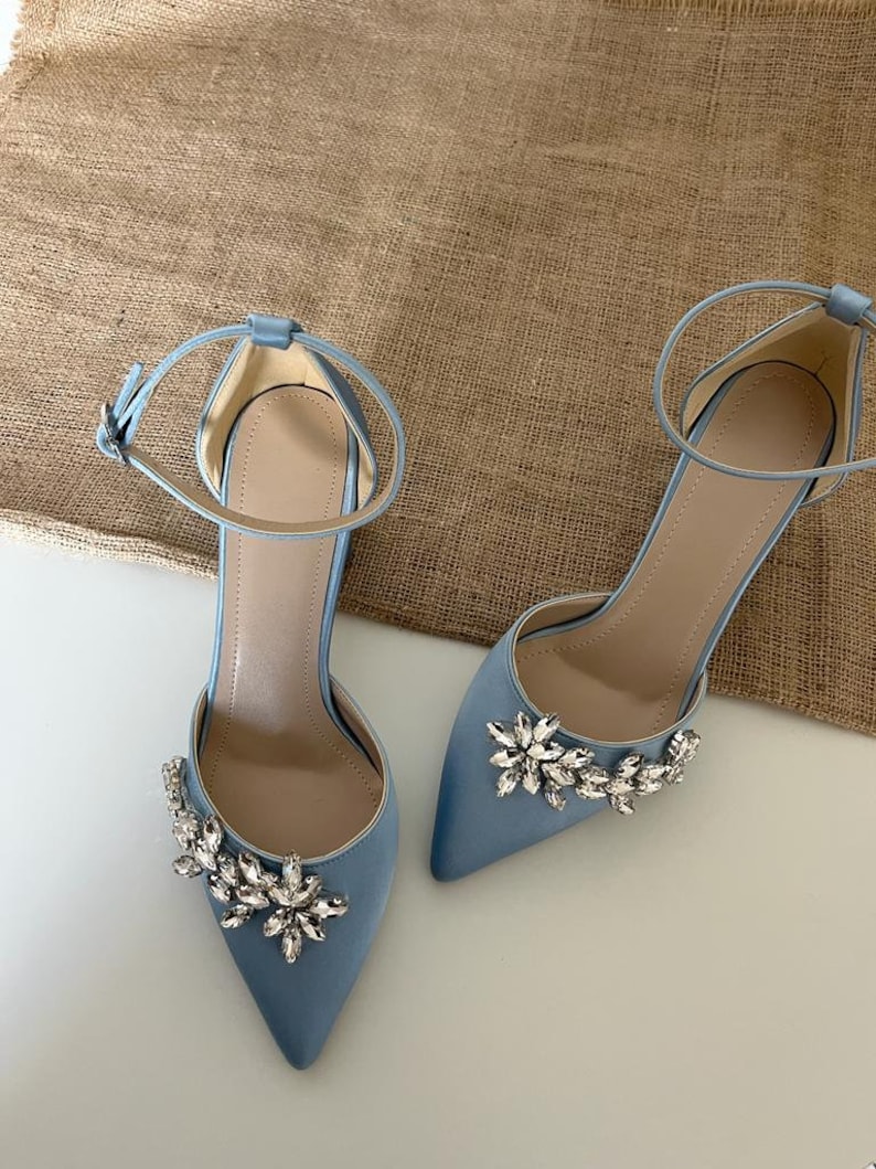 Pale Blue, Pale Blue Block Heels, Blue Block Heels, Blue Wedding Shoes, Wedding Gift, Bride Shoes, Bridal Shoes, Low Heel, High Heel image 3