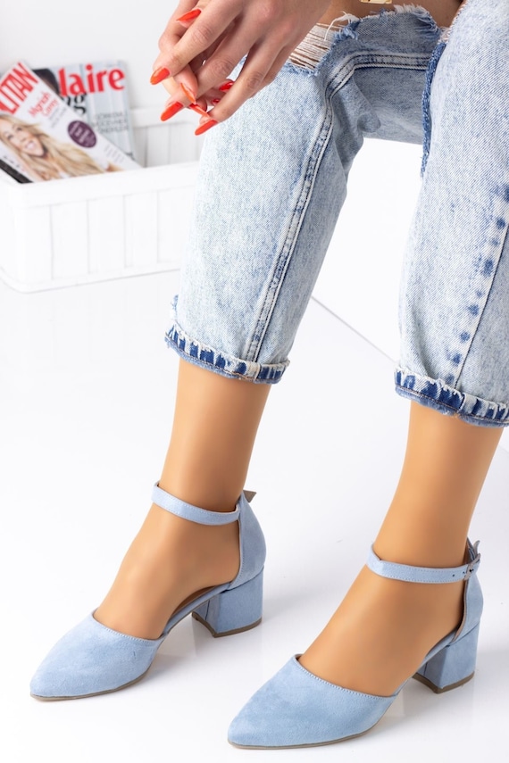 Women's Glitter Decor Chunky Low Heel Shoes Elegant Point - Temu