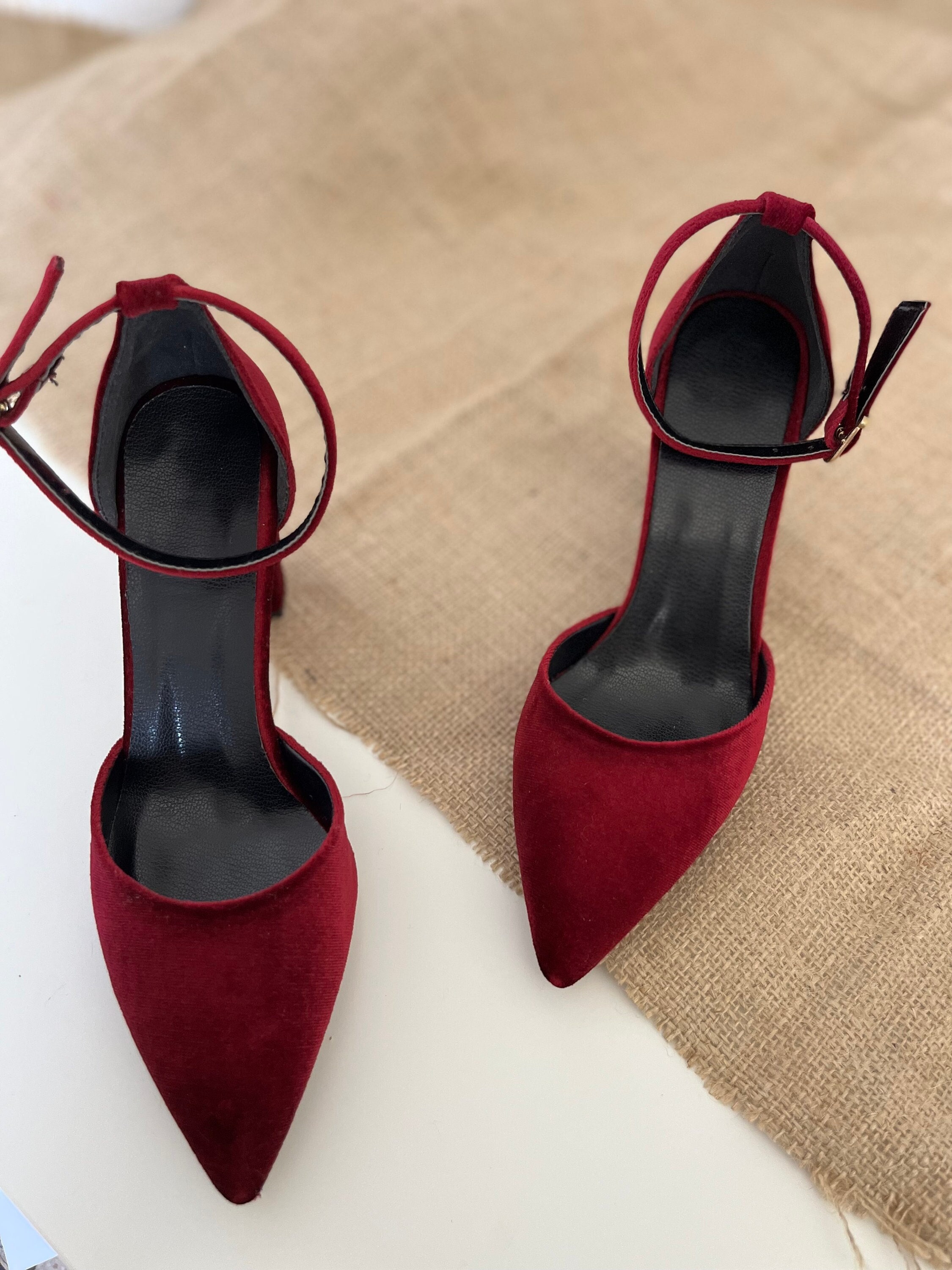 Burgundy Block Heels