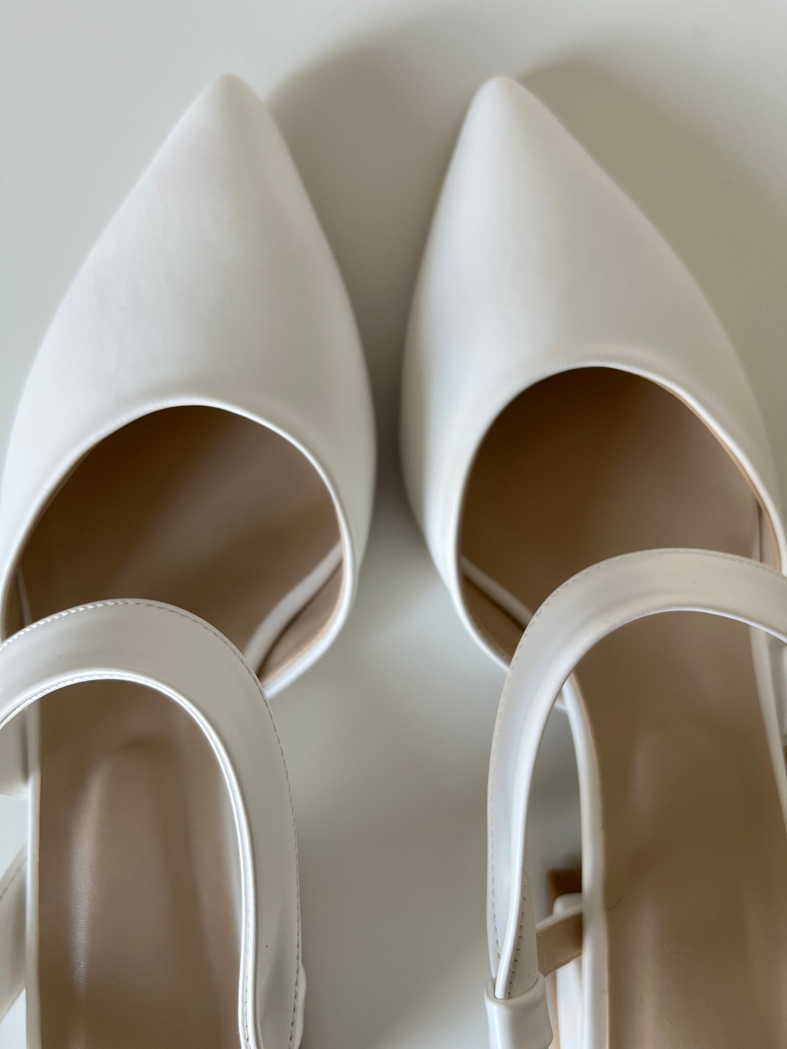 small white block heels