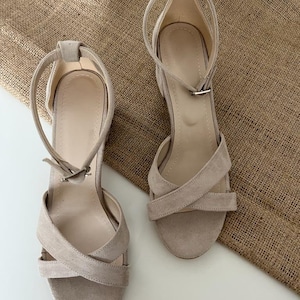 Nude suede deals slides