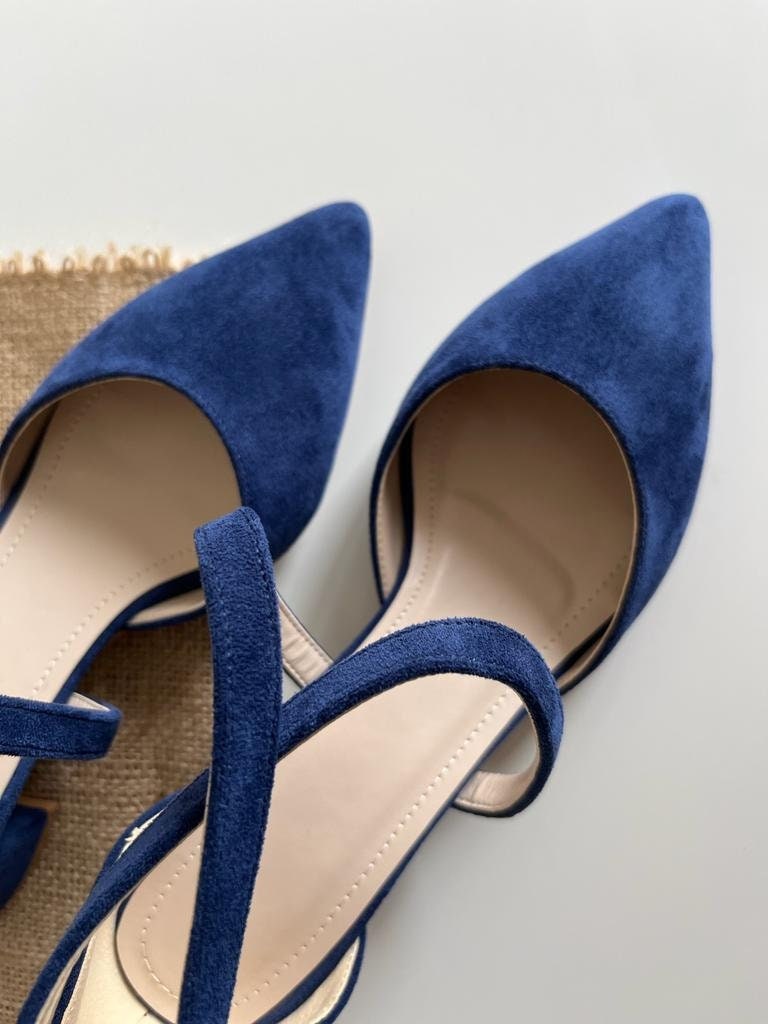 navy blue block heel shoes