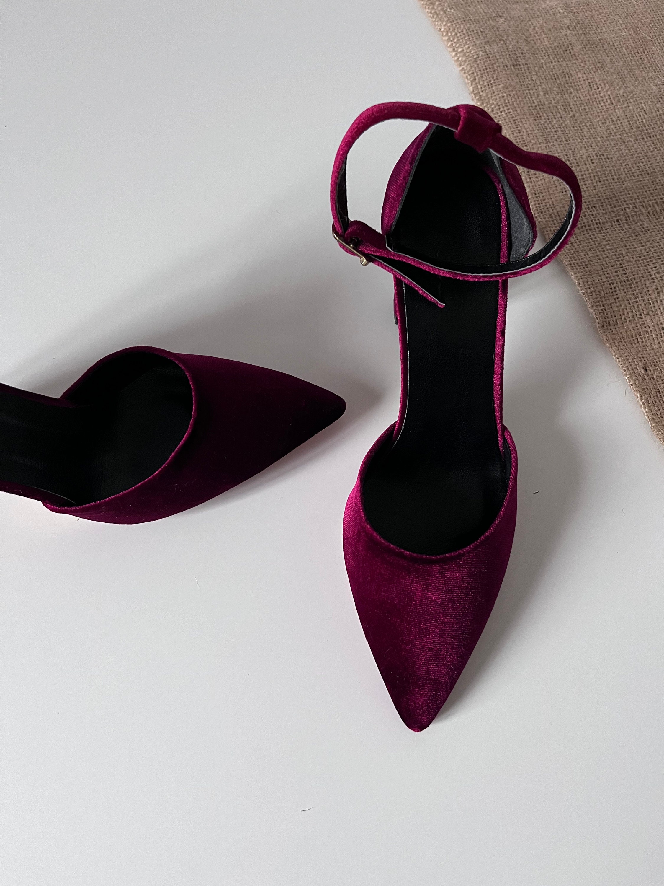 Desiree Embellished Slingback Heel - Bordeaux Velvet – Bruno Magli