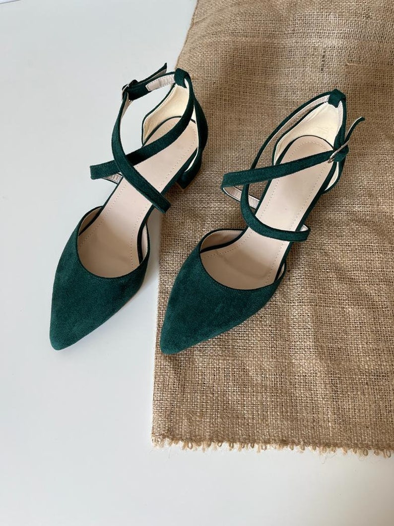 Emerald Green Block Heel, Green Wedding Shoes, Emerald Green Heel, Green Block Heel Sandals, Wedding Gift, Bride Shoes, Bridal Shoes image 5