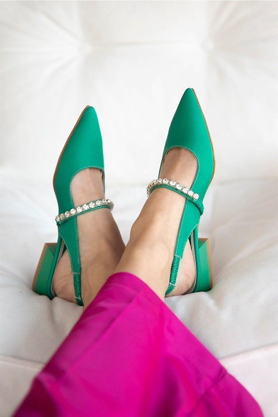 Mal funcionamiento acerca de Distracción Tacón verde esmeralda zapatos de boda verdes piedra - Etsy México