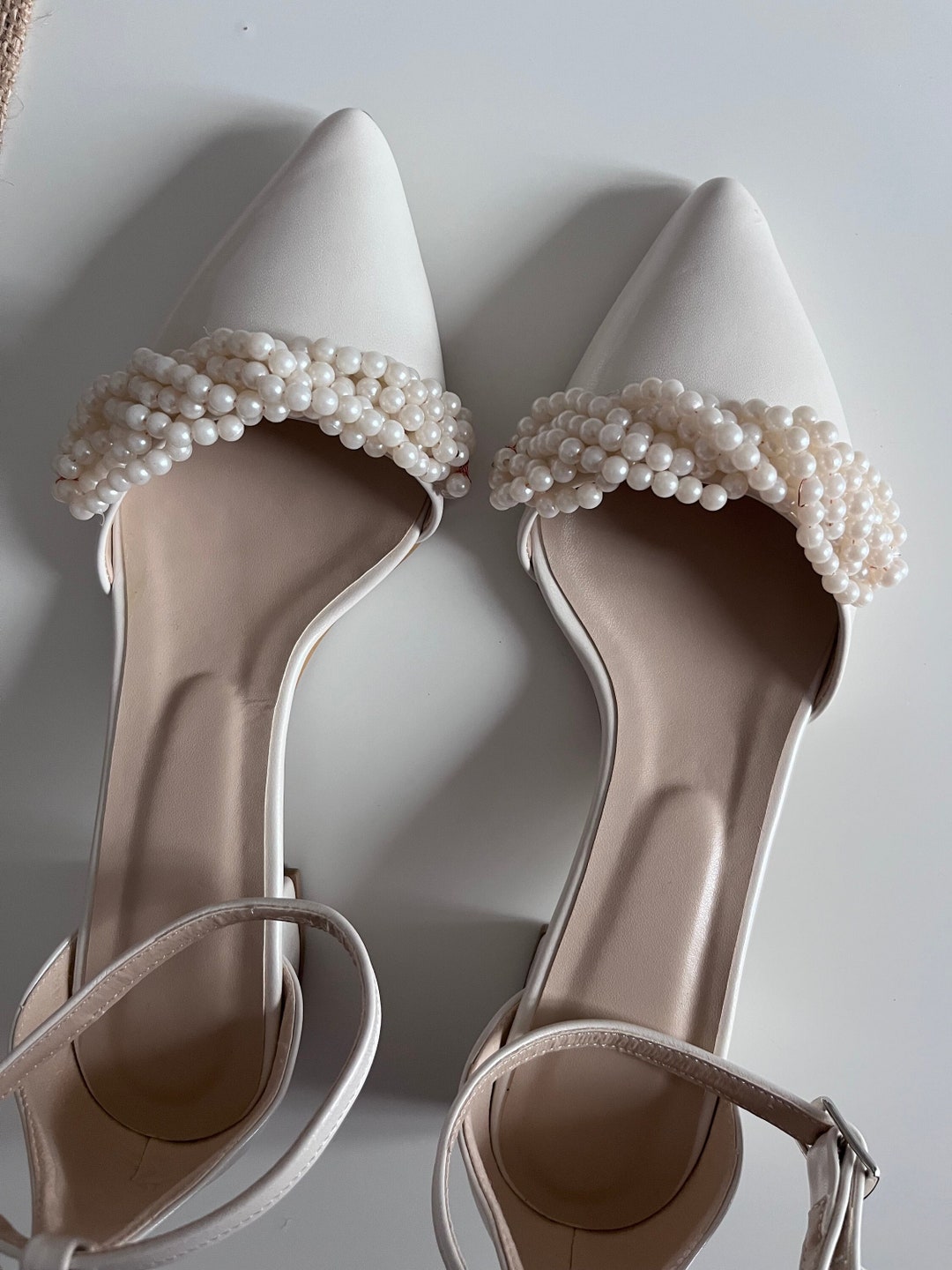 strappy ivory wedding shoes