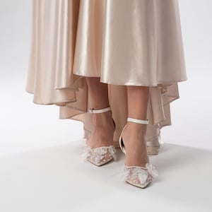 Embroidered Bridal Shoes, Wedding Shoes, Embroidered Wedding Shoes, Lace Wedding Shoes, Kitten Heel, Shoes For Bride