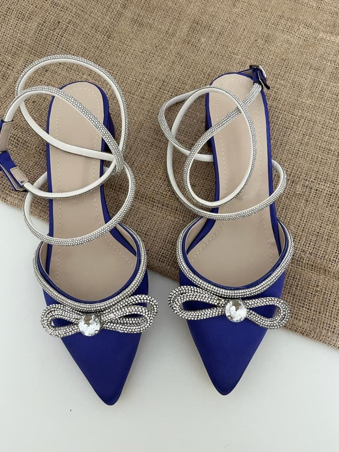 navy low block heel shoes