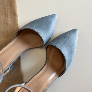 dusty blue block heel wedding shoes