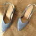 dusty blue block heels