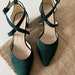 emerald green block heel shoes