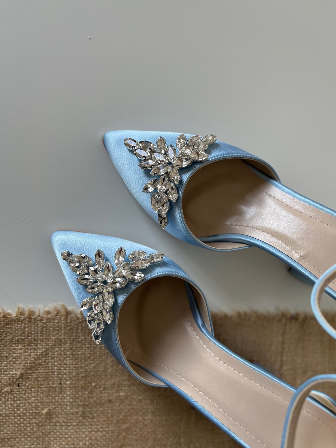 sky blue block heels