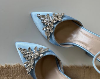 Pale Blue Block Heels, Blue Block Heels, Blue Wedding Shoes, Wedding Heel,  Bride Shoes, Bridal Shoes, Light Heel, Blue Bridal Shoes