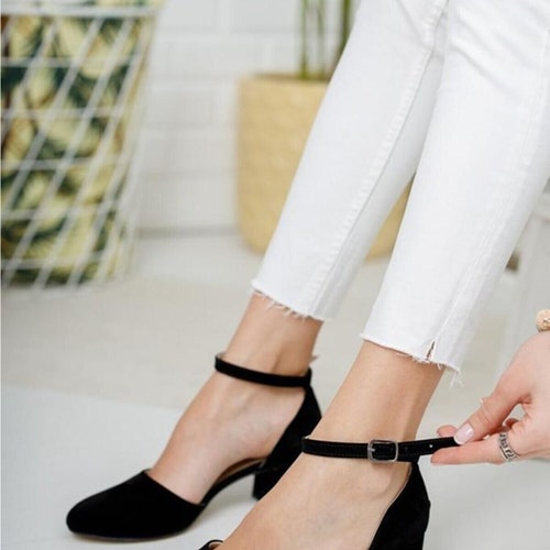 small block black heels