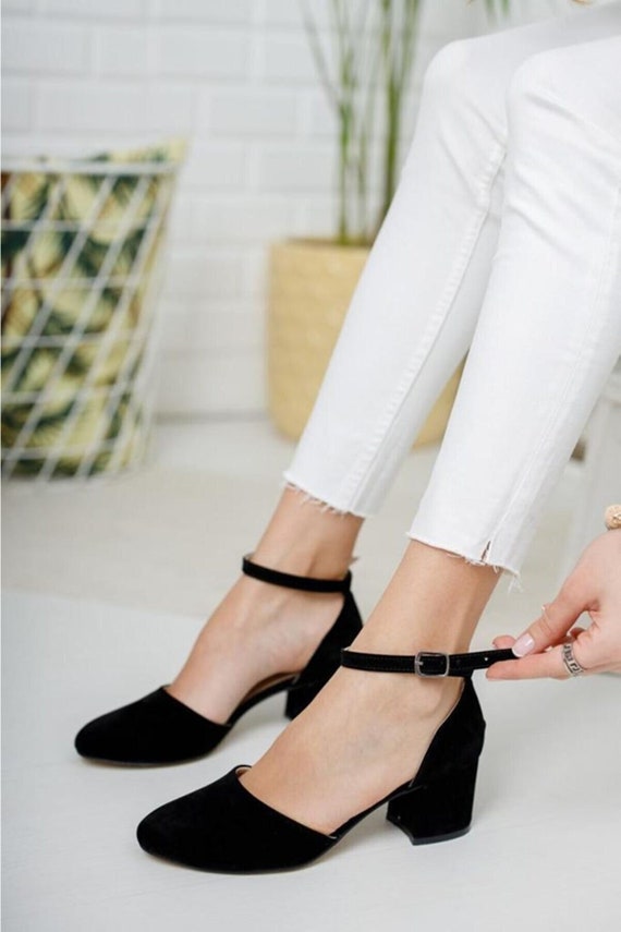 Black Block Heels Black Heels Wedding Shoes Summer Shoes - Etsy