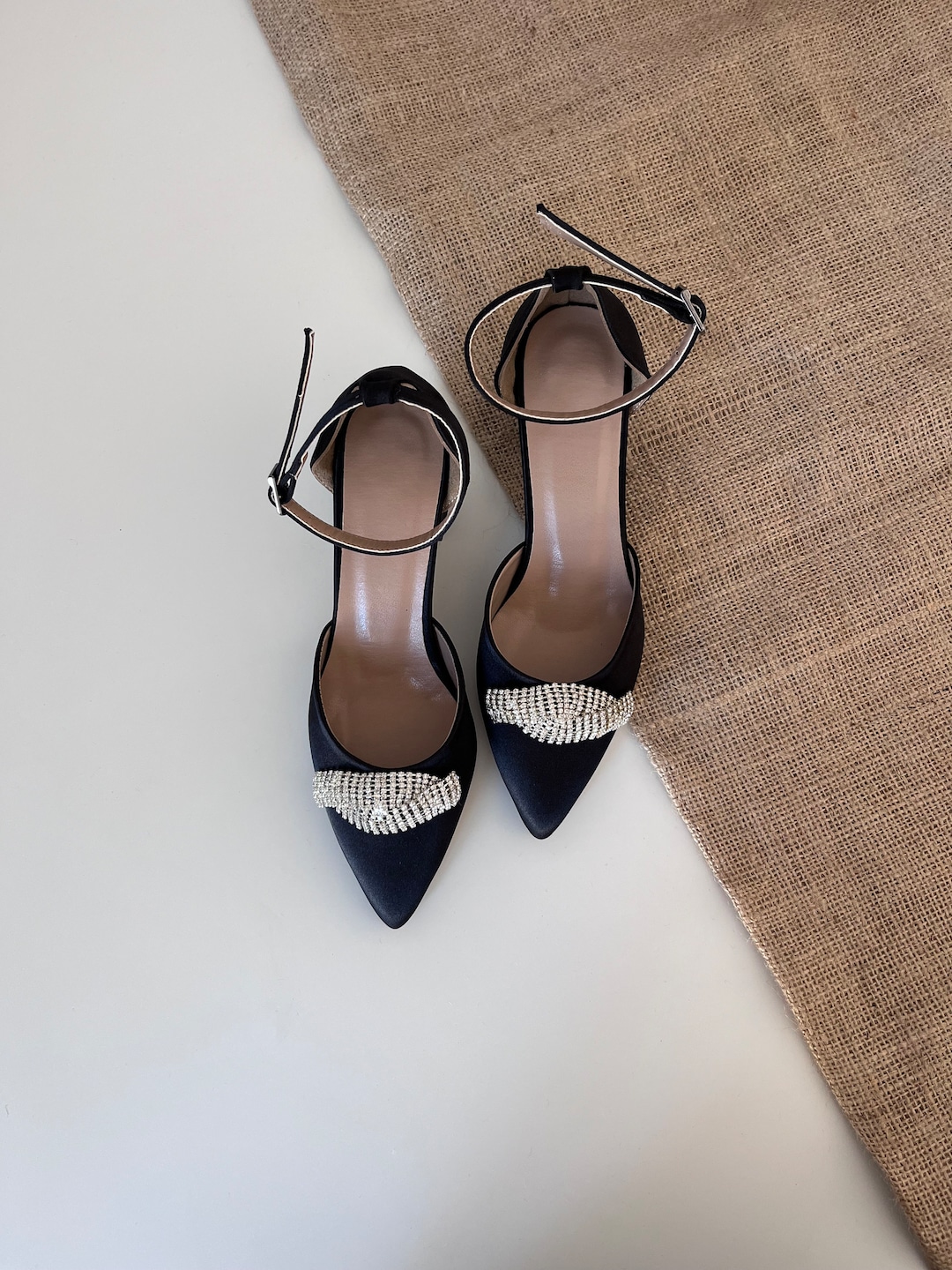 pointed black block heels