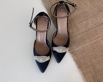 Black Block Heels, Woman Shoes, Black Heels, Wedding Shoes, Shoes For Women, Black Ankle Strap,  Bridal Heels, Black Block Heels Sandals