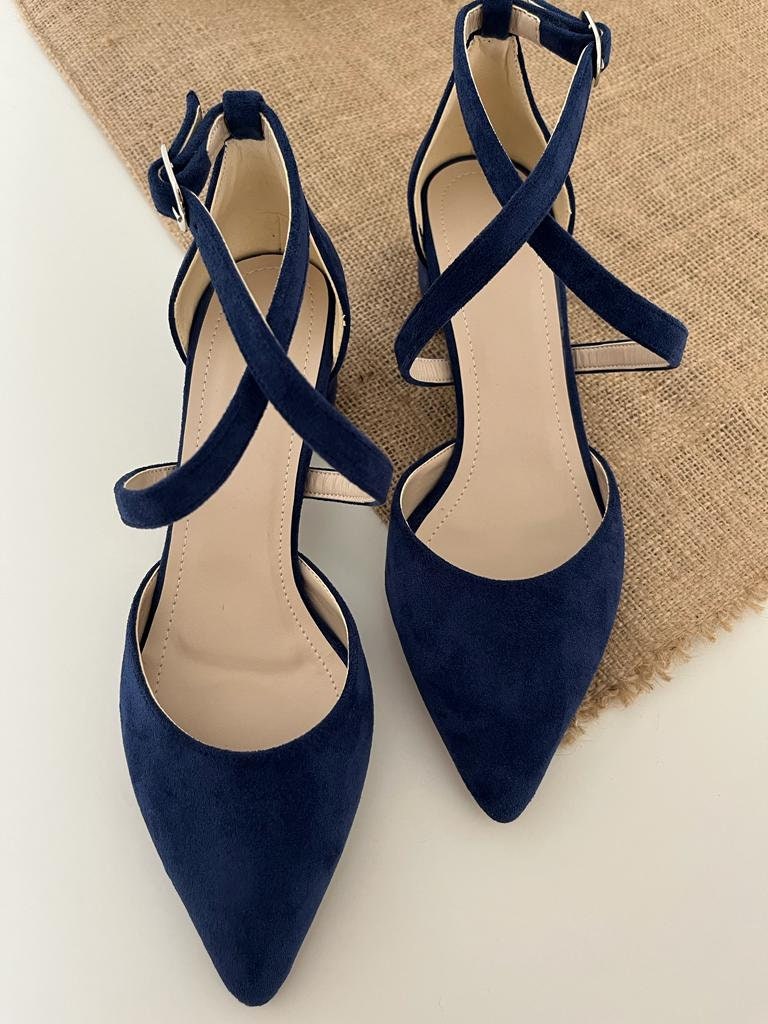 navy blue 3 inch heels