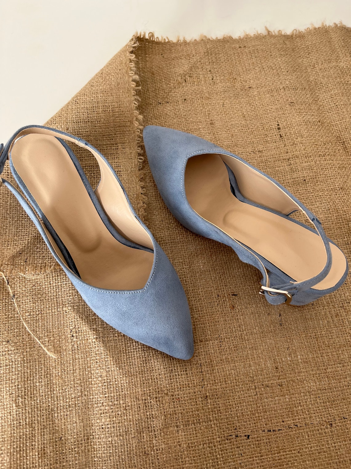 powder blue block heels