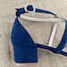 navy blue block heels closed toe