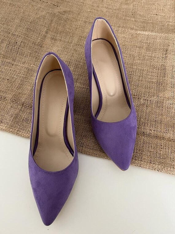 Purple Striped High Heel For Women