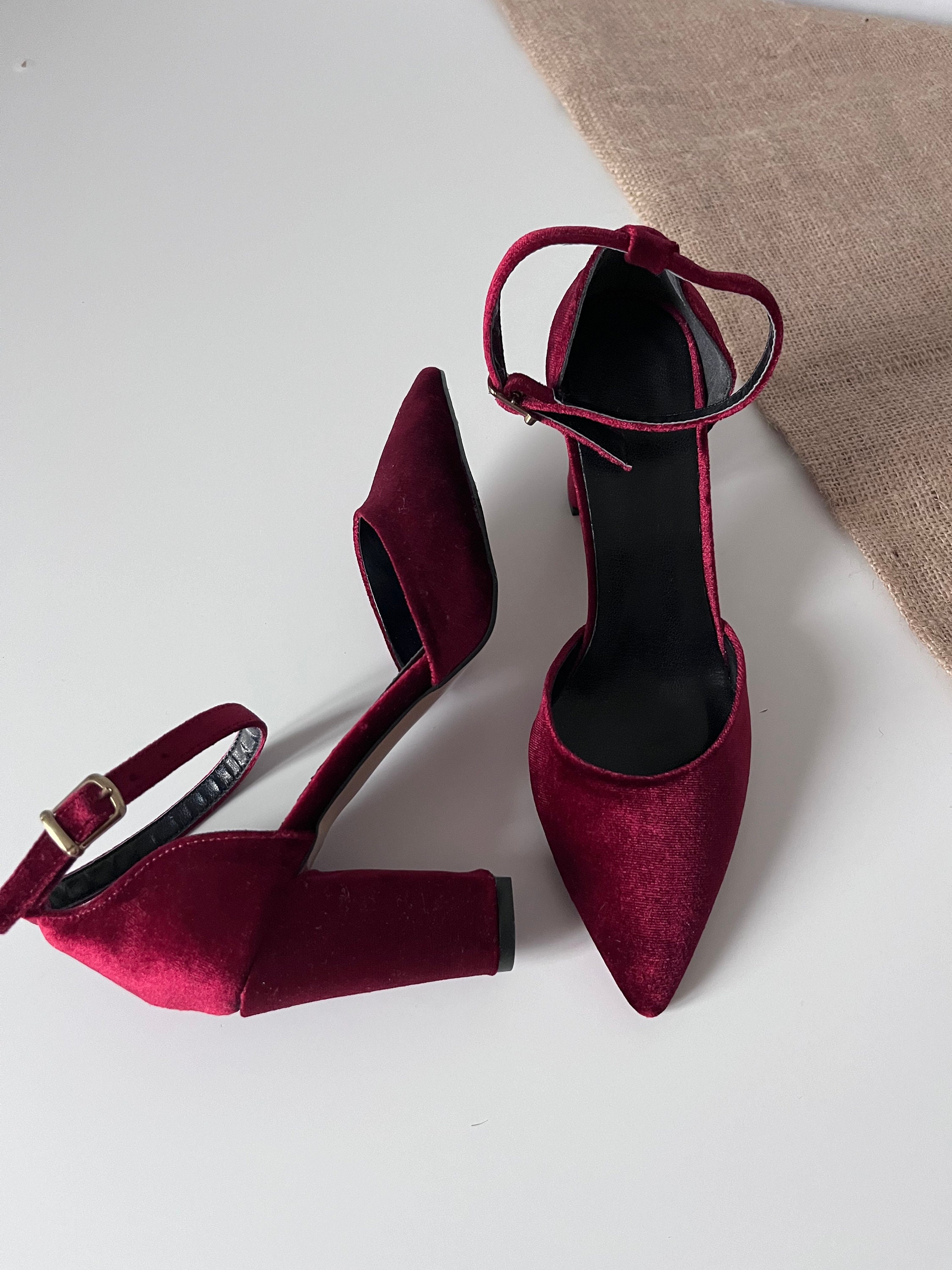gianvito rossi Burgundy Velvet Heels | ShopLook