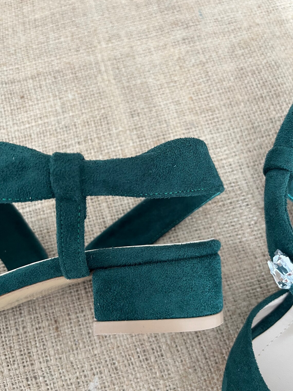 emerald green block heel shoes