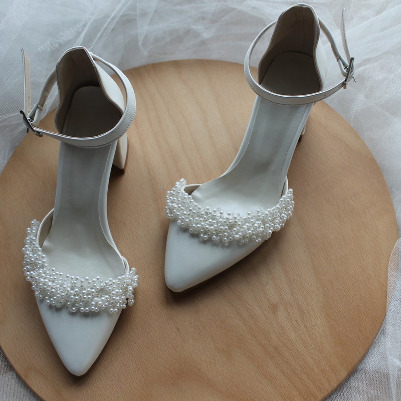 embellished ivory heels