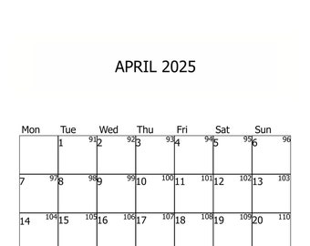 2025 Yearly Calendar Printable, Sunday Start, Year at a Glance, PDF