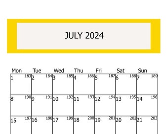 July 2024 printable calendar, July 2024 kalender, July printable calendar, calendar 2024 digital download