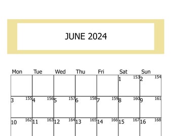 June 2024 printable calendar, June 2024 kalender, June printable calendar, calendar 2024 digital download