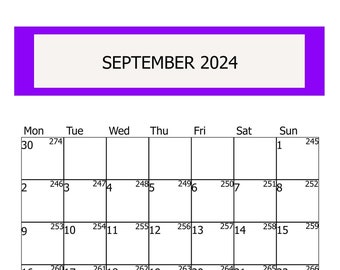 2024 Digital Printable September calendar, 2024 calendar, Autumn print, Digital downloads prints