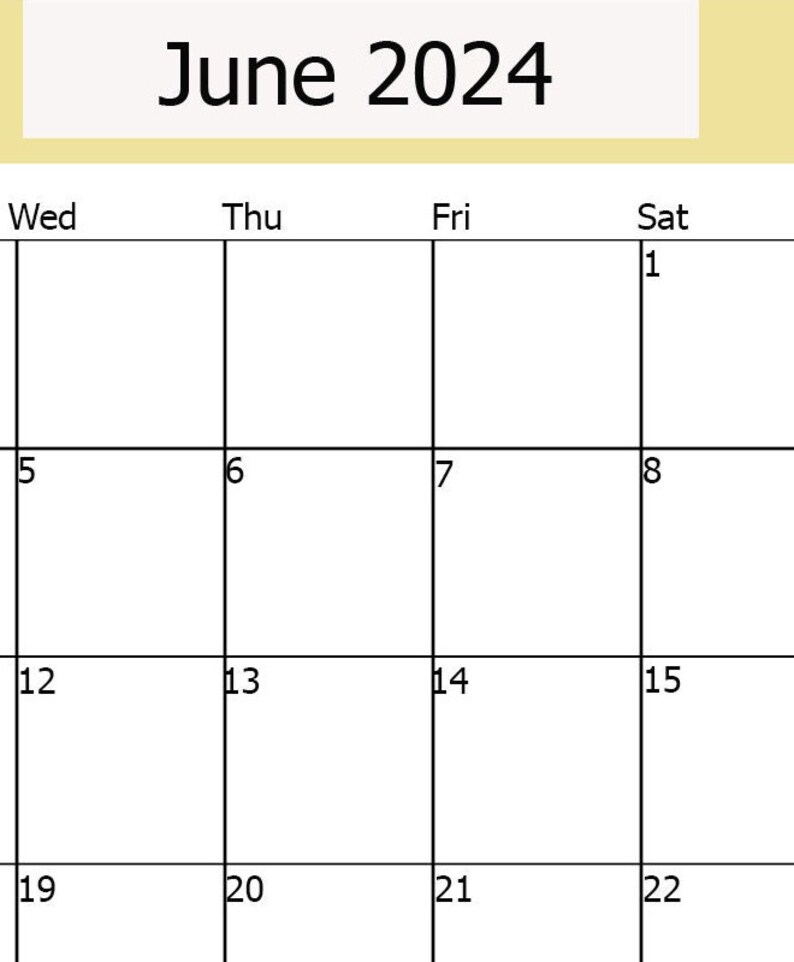 2024 June Calendar Printable, Student Calendar Planner, Summer Jpeg