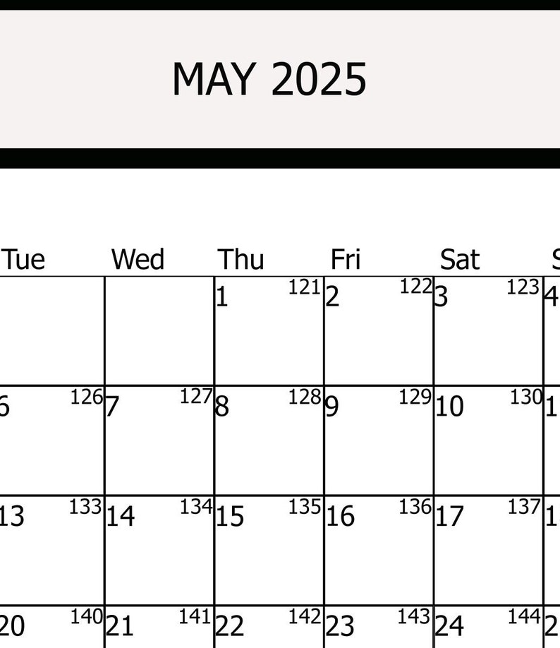 Digital May Calendar, May 2025 Printable Calendar, VERTICAL PRINT