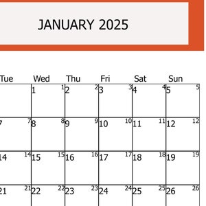 2025 January Digital Printable Calendar, New Year Planner, Digital ...