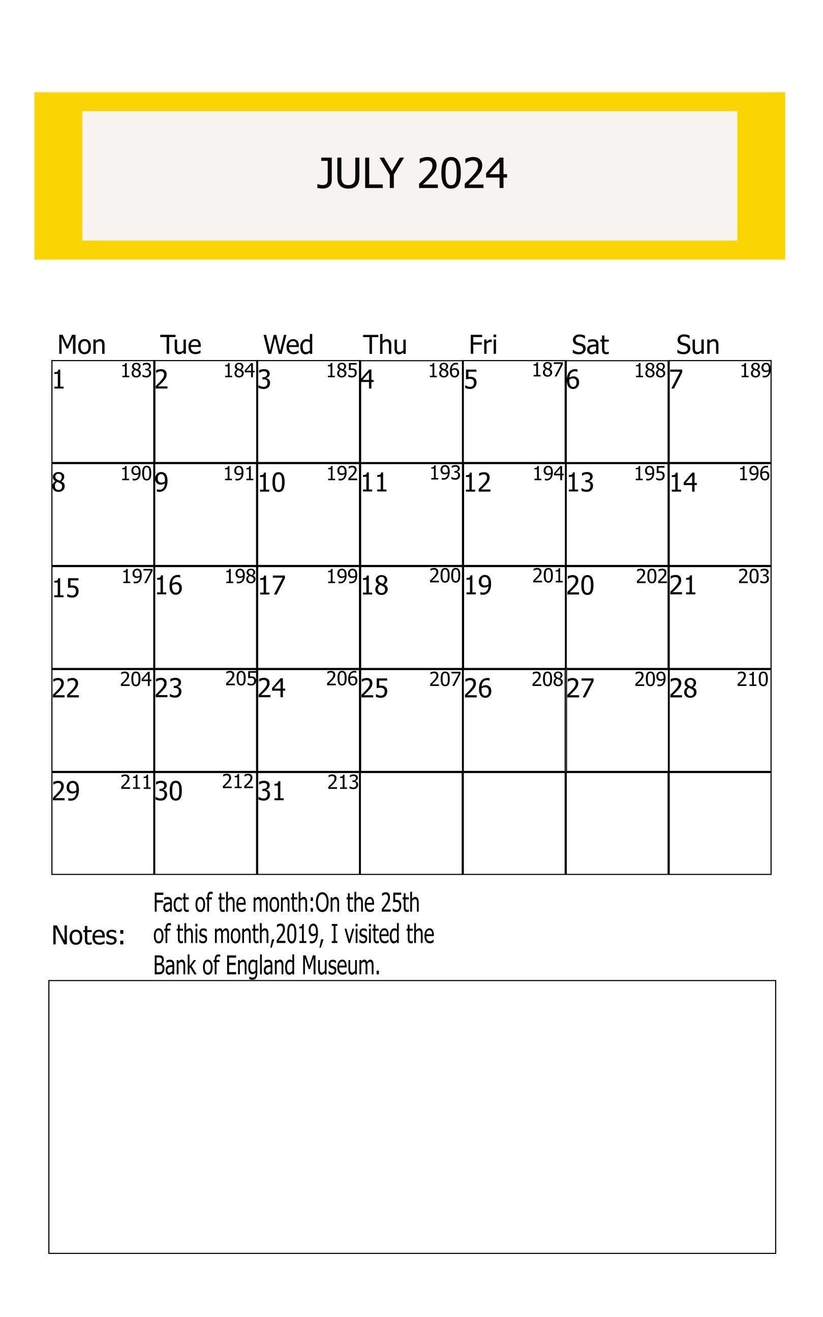 July 2024 Printable Calendar, July 2024 Kalender, July Printable