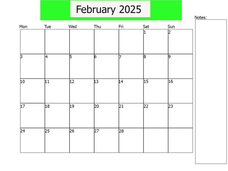 Calendario febrero 2025 imprimible, calendario febrero 2025 imprimible