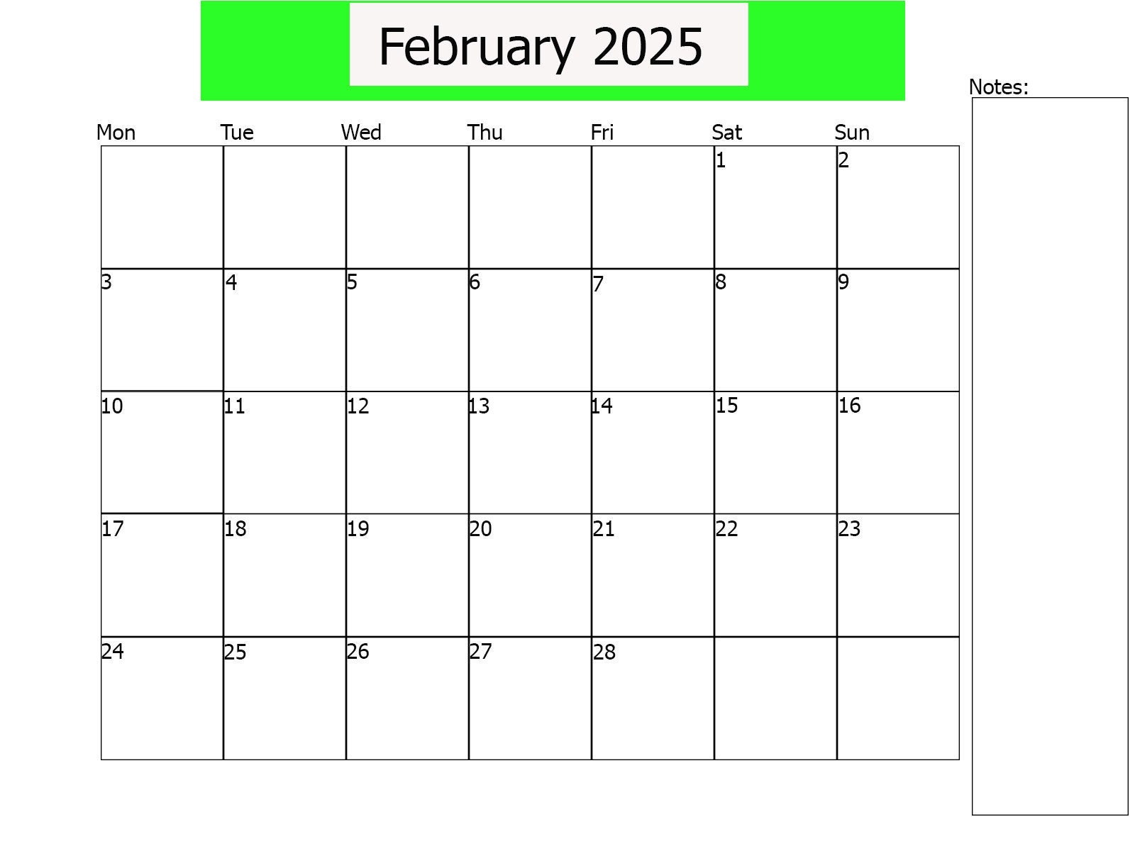 February 2025 Calendar Printable Calendar February 2025 Etsy