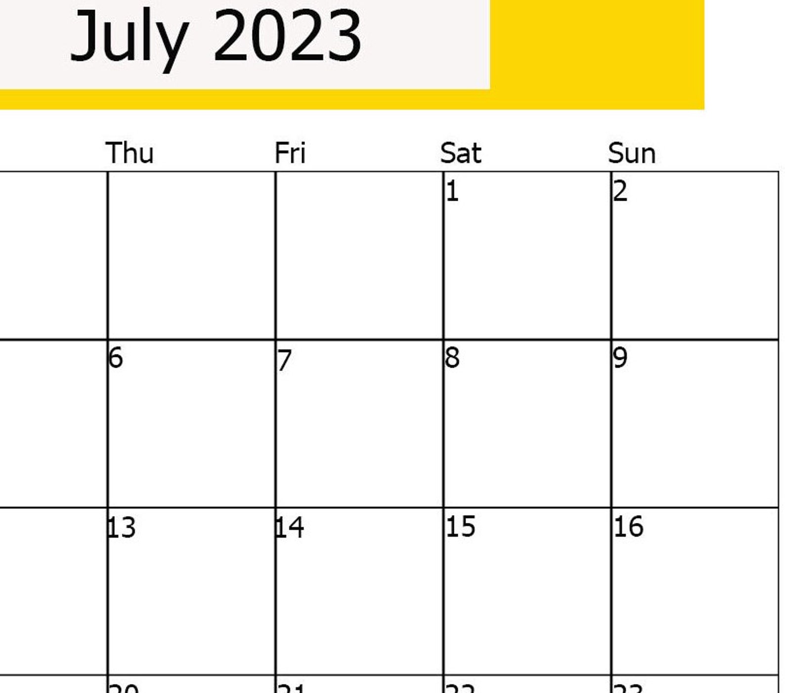 July 2023 Calendar Printable Calendar July 2023 Printable - Etsy India
